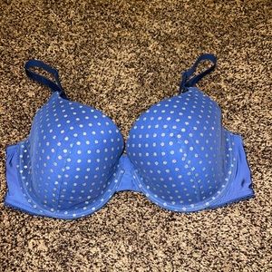 Victoria’s Secret Blue Polka Sot Glitter Demi Bra 36D